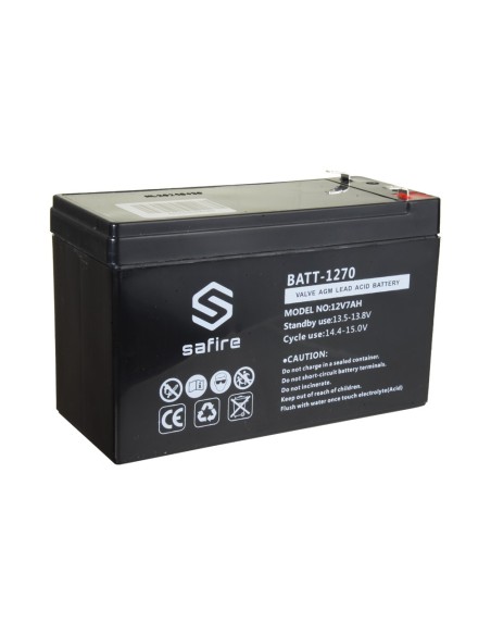 Safire Batt-1270 Bateria recarregável - tecnologia de chumbo AGM ácido - tensão 12 V - capacidade 7,0 ah - 93,5 x 151 x 65 mm / 