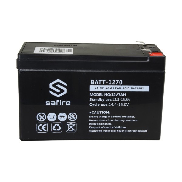 Safire Batt-1270 Bateria recarregável - tecnologia de chumbo AGM ácido - tensão 12 V - capacidade 7,0 ah - 93,5 x 151 x 65 mm / 
