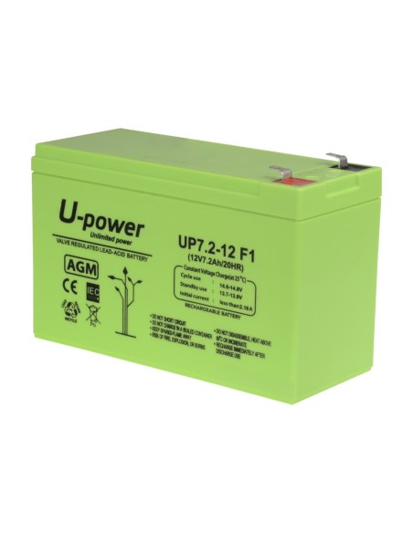Comprar MASTER BATTERY BATT-1272-U Upower - Batería recargable - Tecnología plomo ácido AGM - Voltaje 12 V - Capacidad 7.2 Ah - 