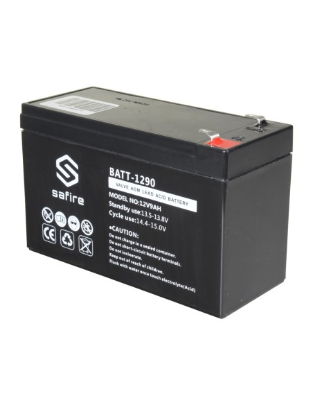 Safire Batt-1290 bateria recarregável - tecnologia de ácido ácido de chumbo - tensão 12 V - capacidade 9,0 ah - 100 x 151 x 65 m