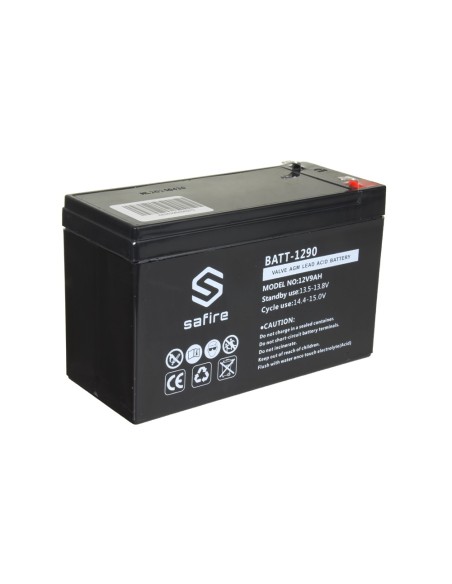 Kaufen SAFIRE BATT-1290 Wiederaufladbarer Akku – AGM-Blei-Säure-Technologie – Spannung 12 V – Kapazität 9,0 Ah – 100 × 151 × 65 