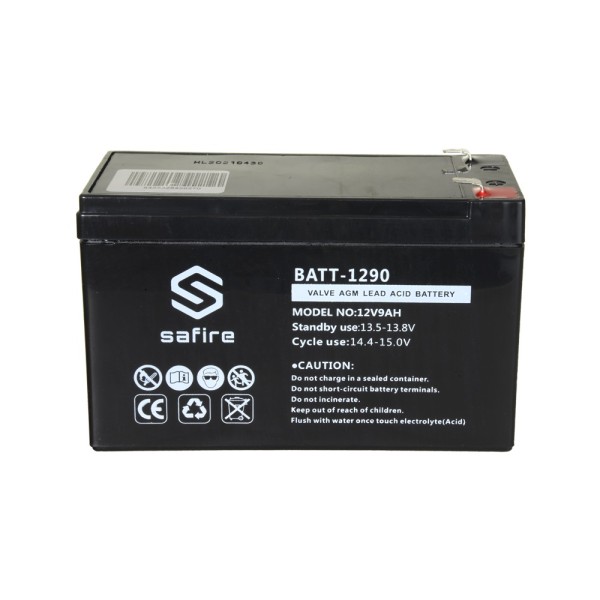 Kaufen SAFIRE BATT-1290 Wiederaufladbarer Akku – AGM-Blei-Säure-Technologie – Spannung 12 V – Kapazität 9,0 Ah – 100 × 151 × 65 
