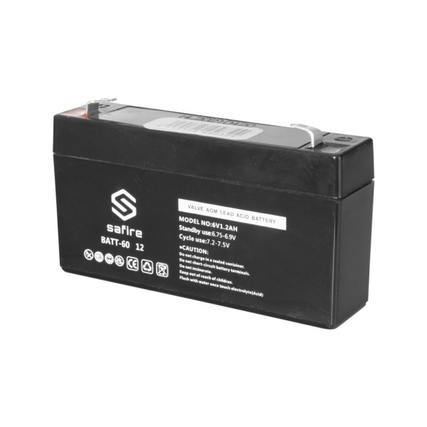 Safire Batt-6012 bateria recarregável - tecnologia de ácido ácido de chumbo - tensão 6 V - capacidade 1,2 ah - 58 x 97 x 24 mm /