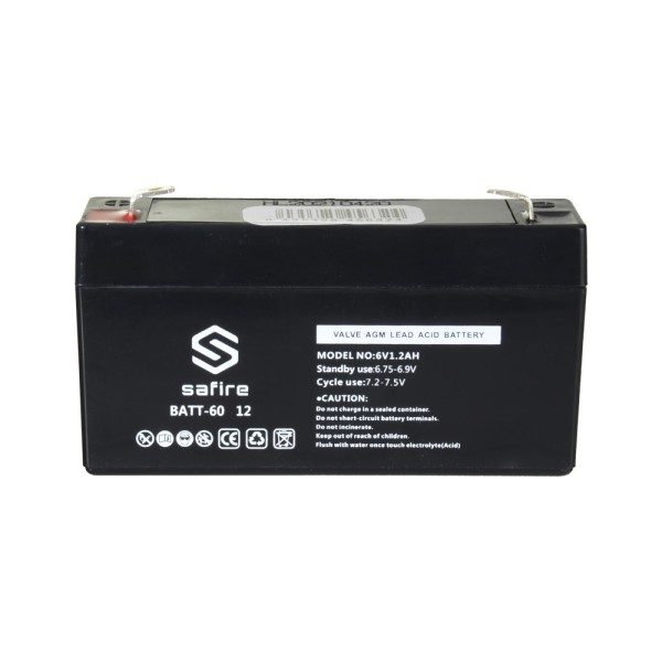 Safire Batt-6012 bateria recarregável - tecnologia de ácido ácido de chumbo - tensão 6 V - capacidade 1,2 ah - 58 x 97 x 24 mm /