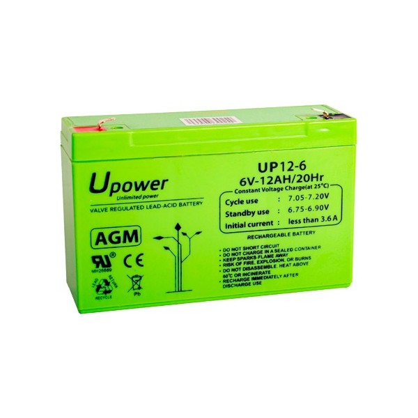 Battle Batt Batt-6012-U UTrower - Bateria Recarregável - Tecnologia de Chumbo de Ácido AGM - Tensão 6 V - Capacidade 12.0 ah - 1