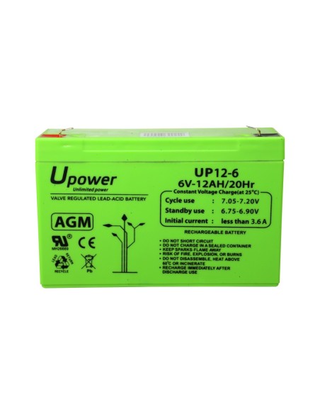 Comprar MASTER BATTERY BATT-6012-U Upower - Batería recargable - Tecnología plomo ácido AGM - Voltaje 6 V - Capacidad 12.0 Ah - 