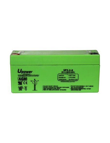 Comprar MASTER BATTERY BATT-6033-U Upower - Batería recargable - Tecnología plomo ácido AGM - Voltaje 6 V - Capacidad 3.2 Ah - 6