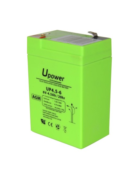 Acheter MASTER BATTERY BATT-6045-U Upower - Batterie rechargeable - Technologie plomb-acide AGM - Tension 6 V - Capacité 4,5 Ah 