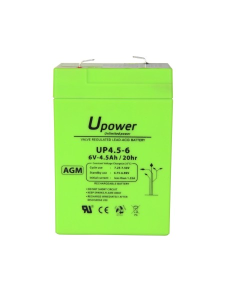 Acheter MASTER BATTERY BATT-6045-U Upower - Batterie rechargeable - Technologie plomb-acide AGM - Tension 6 V - Capacité 4,5 Ah 