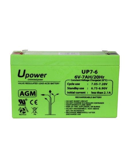 Comprar MASTER BATTERY BATT-6070-U Upower - Batería recargable - Tecnología plomo ácido AGM - Voltaje 6 V - Capacidad 7.0 Ah - 1