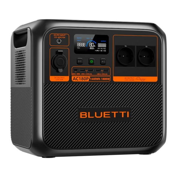 Bluetti BL-AC180P bateria portátil - Grande capacidade 1440Wh (36AH) - Saída de potência 1800W - Saídas e várias formas de recar