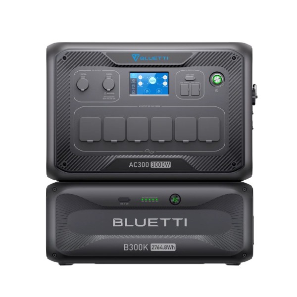 Bluetti BL-AC300-1XB300K Kit Bluetti Battery Domestic - Capacidade 2765Wh - Power 3000W - Formas e formulários de recarga múltip