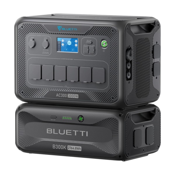 Bluetti BL-AC300-1XB300K Kit Bluetti Battery Domestic - Capacidade 2765Wh - Power 3000W - Formas e formulários de recarga múltip