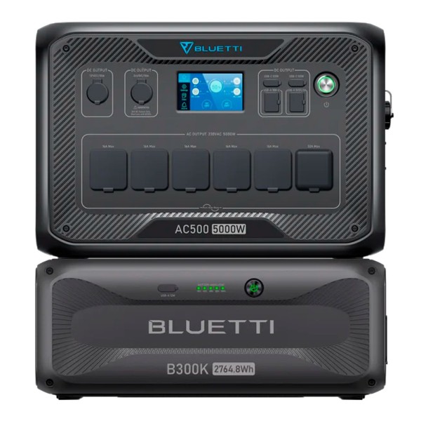 Comprar BLUETTI BL-AC500-1XB300K Kit batería doméstica Bluetti - Capacidad 2765Wh - Potencia 5000W - Salidas y formas de recarga