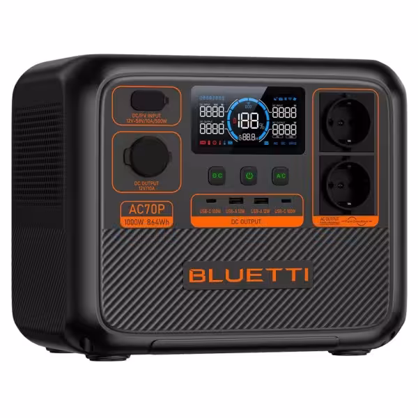 Acheter BLUETTI BL-AC70P Batterie portable Bluetti - Grande capacité 864Wh - Puissance de sortie 1000W max - Entrées et sorties 