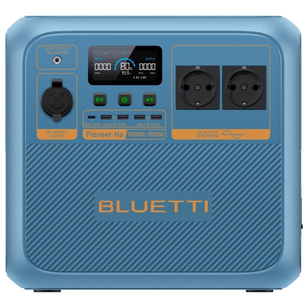 Bluetti BL-Piooner-Na portátil Sódio Station - Grande capacidade 900Wh - Saída de potência 1500W - Saídas e formas de