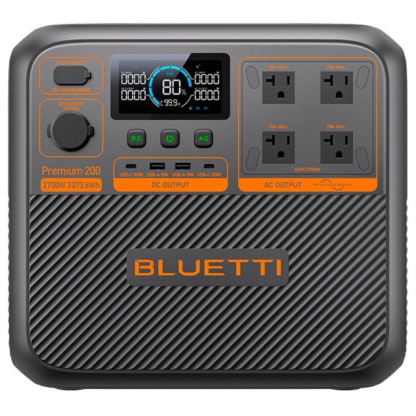 Bluetti BL-Premium-200V2 Portátil Estação de Energia - Grande Capacidade 2074Wh - Potência 2700W - Saídas e Formas de Descanso