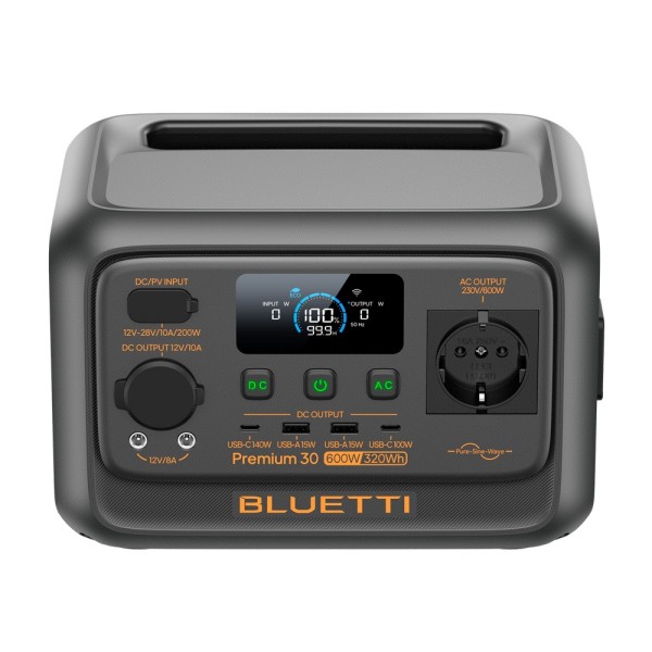 Bluetti BL-Premium-30v2 Portable Energy Station - Capacidade 320Wh - Saída de potência 600W - Saídas e formas de recarga