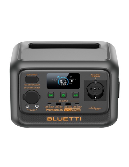 Bluetti BL-Premium-30v2 Portable Energy Station - Capacidade 320Wh - Saída de potência 600W - Saídas e formas de recarga