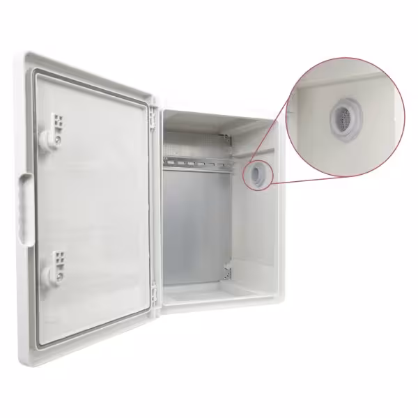 Kaufen OEM BOX-403022-IP65 Polyester-Schaltschrank – Außenmaße 40x30x22 cm – Schutzart IP65 – Lüftungsfilter