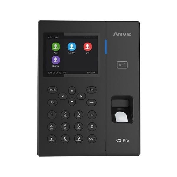 Acheter ANVIZ C2PRO-DUAL Contrôle d’accès et de présence - Empreinte, carte EM/MF et code PIN - 5 000 utilisateurs | 100 000 enr