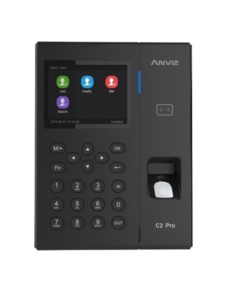 Acheter ANVIZ C2PRO-DUAL Contrôle d’accès et de présence - Empreinte, carte EM/MF et code PIN - 5 000 utilisateurs | 100 000 enr
