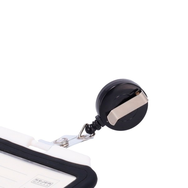 CardCube Card-hold-tither-clip-black card titular - cabo retrátil e layout de clipe - Layout vertical - Plus Folhas