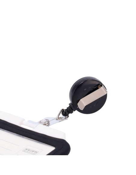 CardCube Card-hold-tither-clip-black card titular - cabo retrátil e layout de clipe - Layout vertical - Plus Folhas