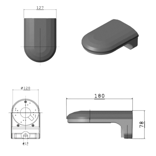 Suporte de parede OEM CBOX-DM-115 para câmera de cúpula - cor branca - feita de plástico - adequado para interior ou exterior - 