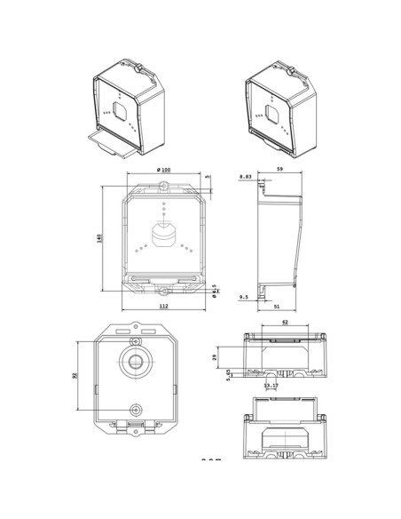 Caixa de conexão OEM Cbox-Jet-703-W - para câmeras de cúpula - adequado para uso externo - feito de plástico - branco - 140 