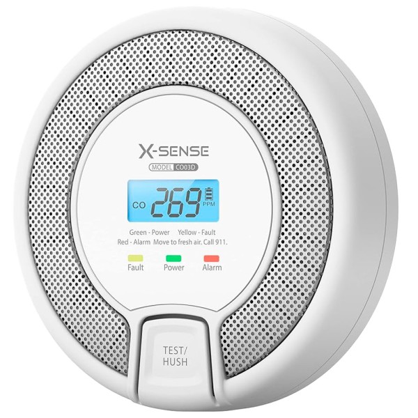 X-Sense CO03D Detector de CO do CO03D X-Sense - Bateria substituível - Indicador de luz de alarme - Alarme de som 85 dB a 3M -