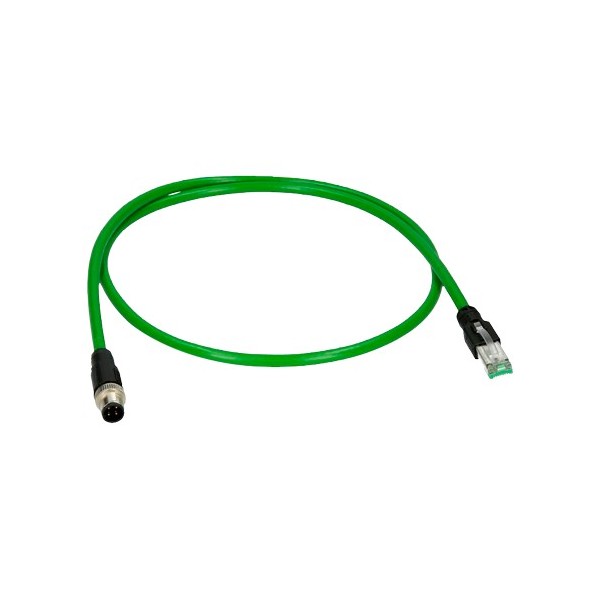 OEM com-M12-RJ45 adaptador conector M12 macho para RJ45 masculino - Ethernet - especial para aviação - comprimento 0.1 m