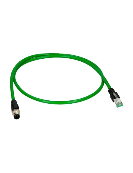 OEM com-M12-RJ45 adaptador conector M12 macho para RJ45 masculino - Ethernet - especial para aviação - comprimento 0.1 m