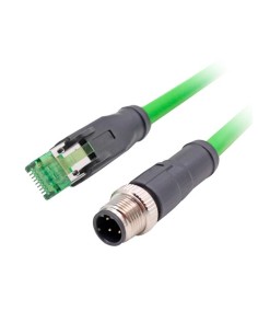 OEM com-M12-RJ45 adaptador conector M12 macho para RJ45 masculino - Ethernet - especial para aviação - comprimento 0.1 m 2