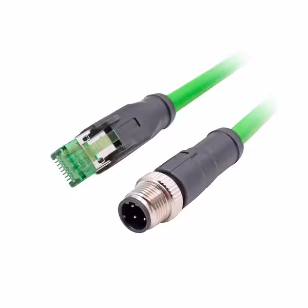 Acquistare OEM CON-M12-RJ45 Connettore adattatore M12 maschio a RJ45 maschio - Ethernet - Speciale per aviazione - Lunghezza 0,1
