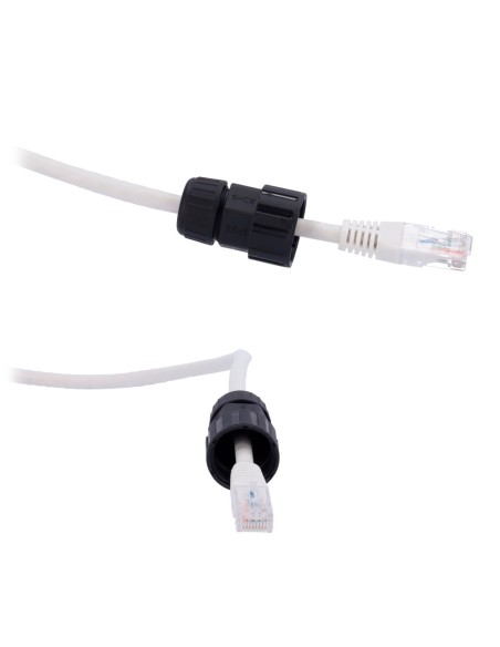 OEM com conector preto-branco-RJ45-Gland-W com encaixe industrial - Conector Entrada RJ45 - Conector de saída RJ45 - Cat UTP com