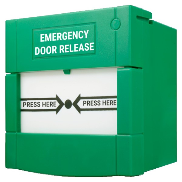 YLI CPK-861A-PLUS Botão de liberação da porta - Botão de polo duplo | Texto em Inglês - testado 100.000 usos - Não / NC / COM | 