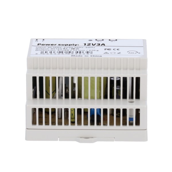 OEM DC12V3A-DIN-P Fonte de alimentação - saída DC 12 V 3 A / 36 W - Entrada CA de tensão 100V ~ 240 V 50Hz-60Hz - 97 (FO) x 55 (