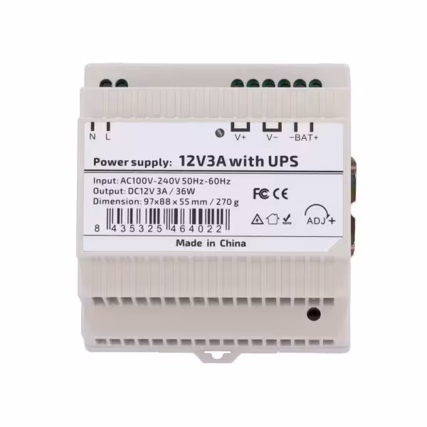 Acquistare OEM DC12V3A-DIN-UPS-P Alimentatore con funzione UPS - Uscita DC 12 V 3 A / 36 W - Tensione di ingresso AC 100V ~ 240 