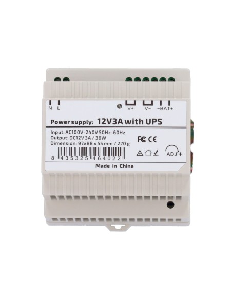 OEM DC12V3A-Din-Ups-P Fonte de Alimentação com Função UPS - DC 12 V Saída 3 A / 36 W - Entrada AC de tensão 100V ~ 240V 50Hz-6