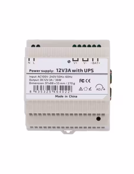 Acquistare OEM DC12V3A-DIN-UPS-P Alimentatore con funzione UPS - Uscita DC 12 V 3 A / 36 W - Tensione di ingresso AC 100V ~ 240 
