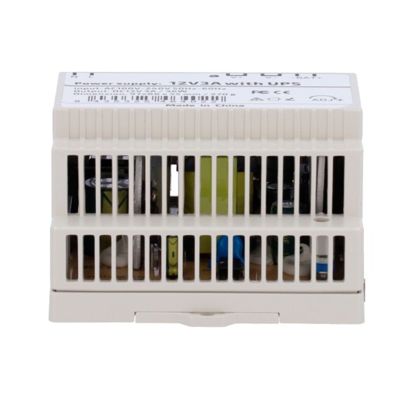 Comprar OEM DC12V3A-DIN-UPS-P Fuente de alimentación con función UPS - Salida DC 12 V 3 A / 36 W - Voltaje entrada AC 100V ~ 240