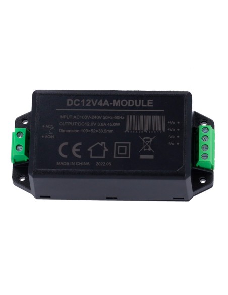 Adaptador de energia do módulo DC12V4A-OEM - saída DC 12 V 3.8 A - entrada AC100-240 V 50/60 Hz - 109 x 52 x 33,5 mm - protegido
