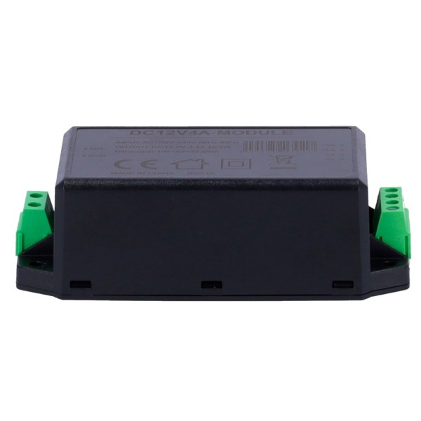 Adaptador de energia do módulo DC12V4A-OEM - saída DC 12 V 3.8 A - entrada AC100-240 V 50/60 Hz - 109 x 52 x 33,5 mm - protegido