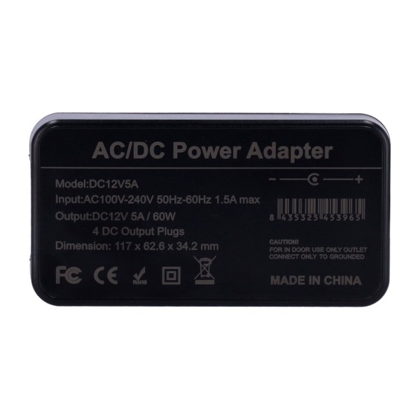 Comprar OEM DC12V5A Fuente de alimentación conmutada - Salida DC 12 V 5 A - 4 salidas - Estabilizado - 105 (Fo) x 33 (Al) x 45 (
