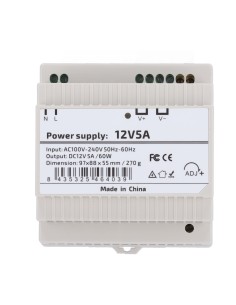 Comprar OEM DC12V5A-DIN-P Fuente de alimentación  - Salida DC 12 V 5 A / 60 W - Voltaje entrada AC 100V ~ 240V 50Hz-60Hz -  97 ( 2