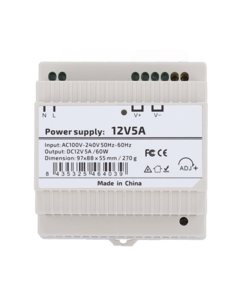 Comprar OEM DC12V5A-DIN-P Fuente de alimentación  - Salida DC 12 V 5 A / 60 W - Voltaje entrada AC 100V ~ 240V 50Hz-60Hz -  97 (