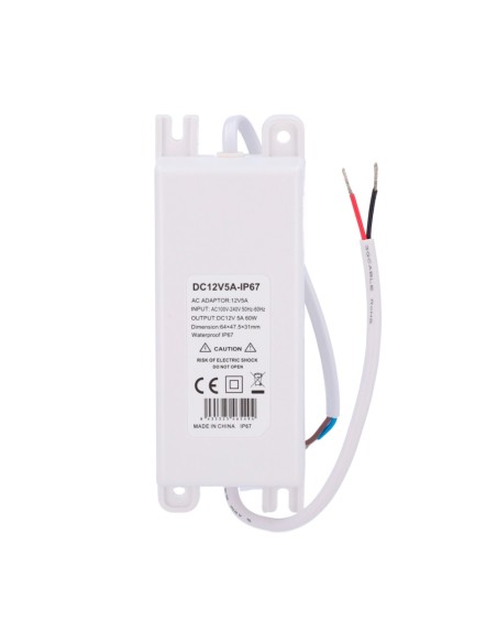 Comprar OEM DC12V5A-IP67 Fuente de alimentación - Salida DC 12 V 5 A - Salida AC 230V  50Hz - Impermeable IP67 - Protección: Sob