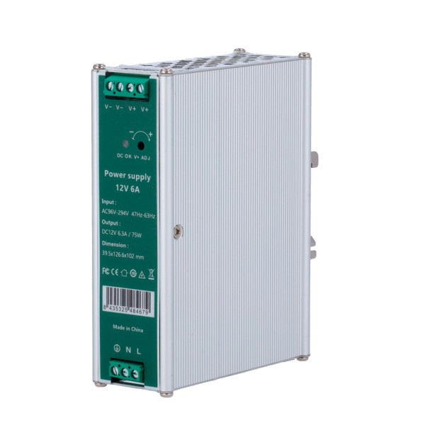 Comprar OEM DC12V6A-DIN Fuente de alimentación conmutada - Salida DC 12 V 6.3 A / 75 W - Voltaje entrada AC100V-240V /50Hz-60Hz 