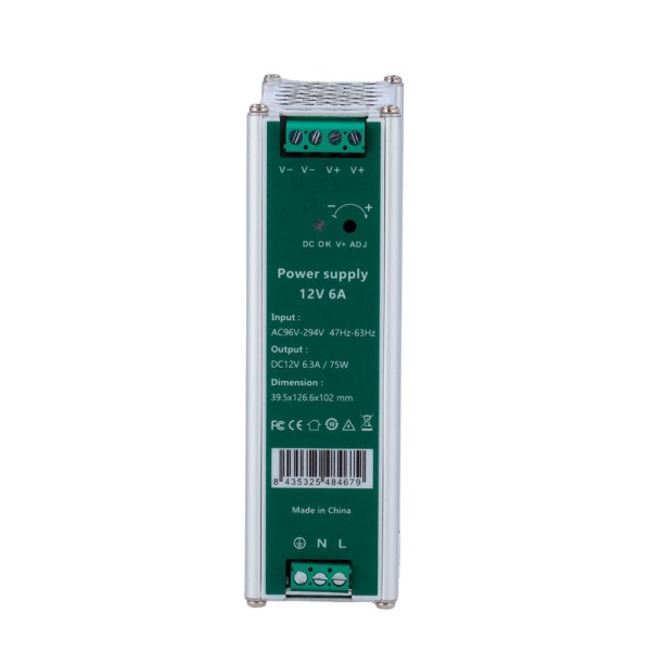 OEM DC12V6A-DIN Mudar a fonte de alimentação - DC 12 V Saída 6.3 A / 75 W - Tensão AC100V-240V / 50Hz-60Hz - 103 (F